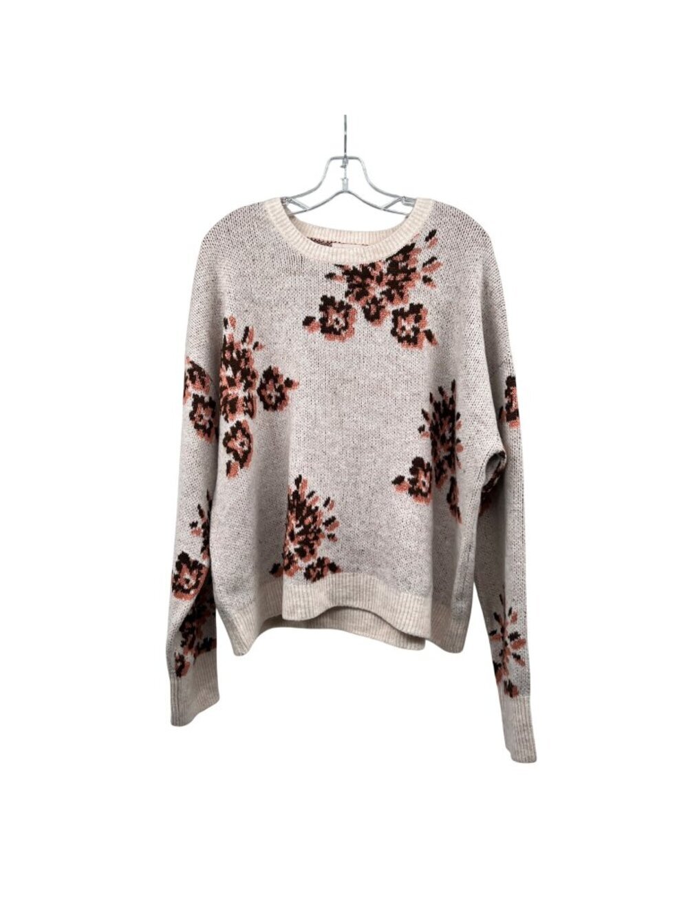 Knox Rose Womens Knit Pullover Sweater Blush/Multi Print Size XL